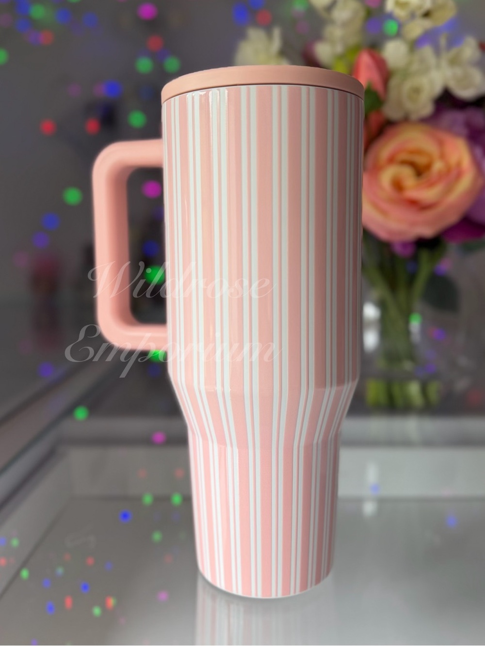HydroJug 32oz traveler Water Bottle, PINK CABANA STRIPES - Picture 2 of 4